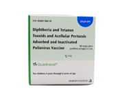 Quadracel DTaP-IPV pediatric vaccine carton with ten 0.5 mL prefilled syringes, NDC 49281-564-15